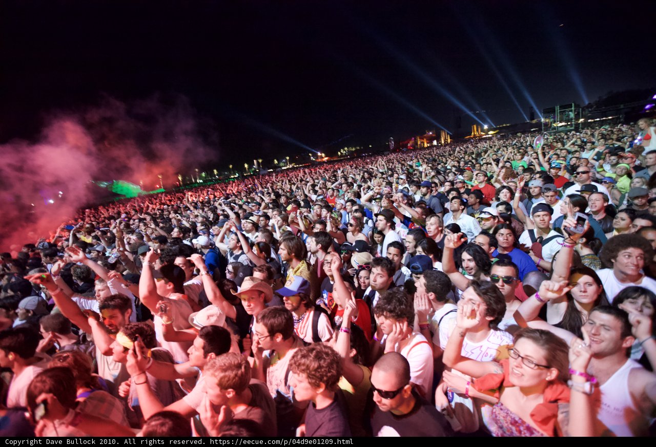 Smoke-filled Concert Crowd