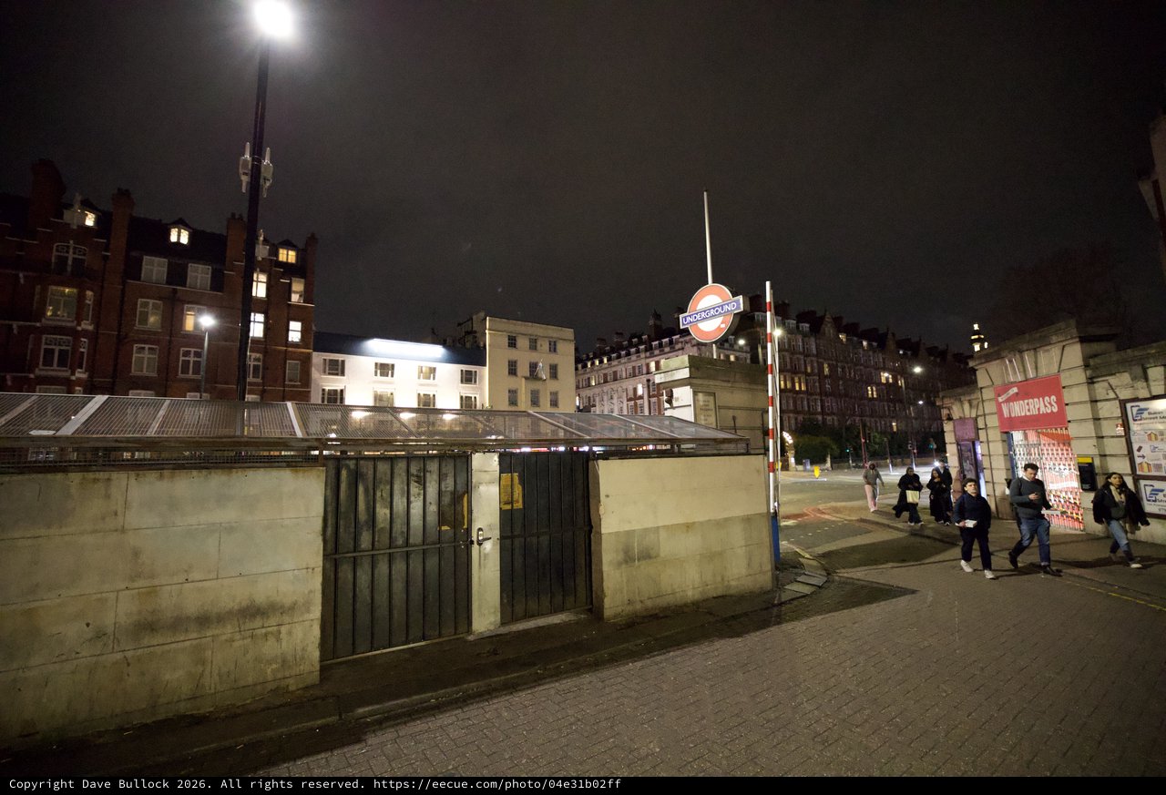Night Scene at London Underground Station Entrance