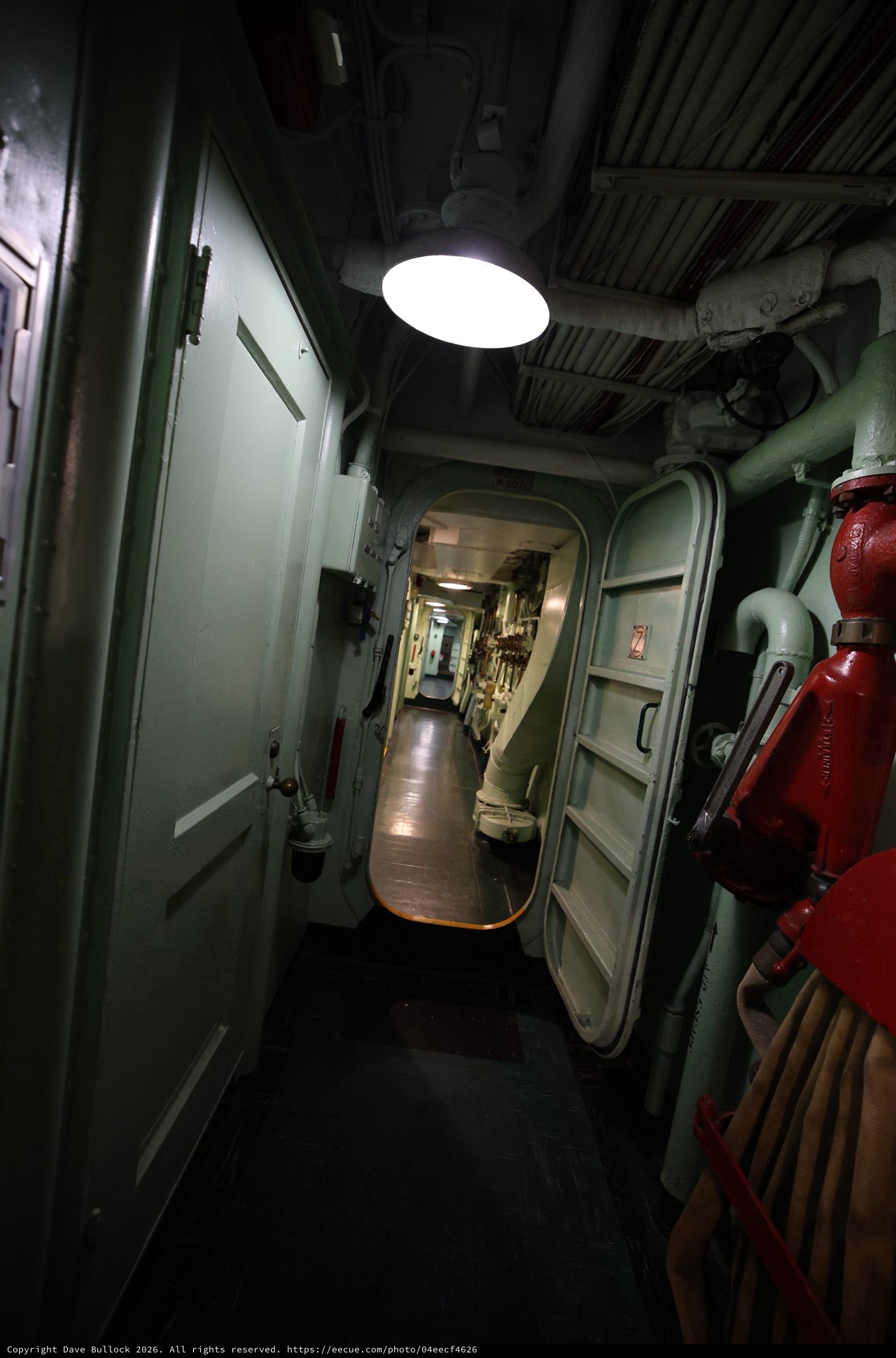Narrow Corridor Aboard Historic Naval Vessel USS Hornet