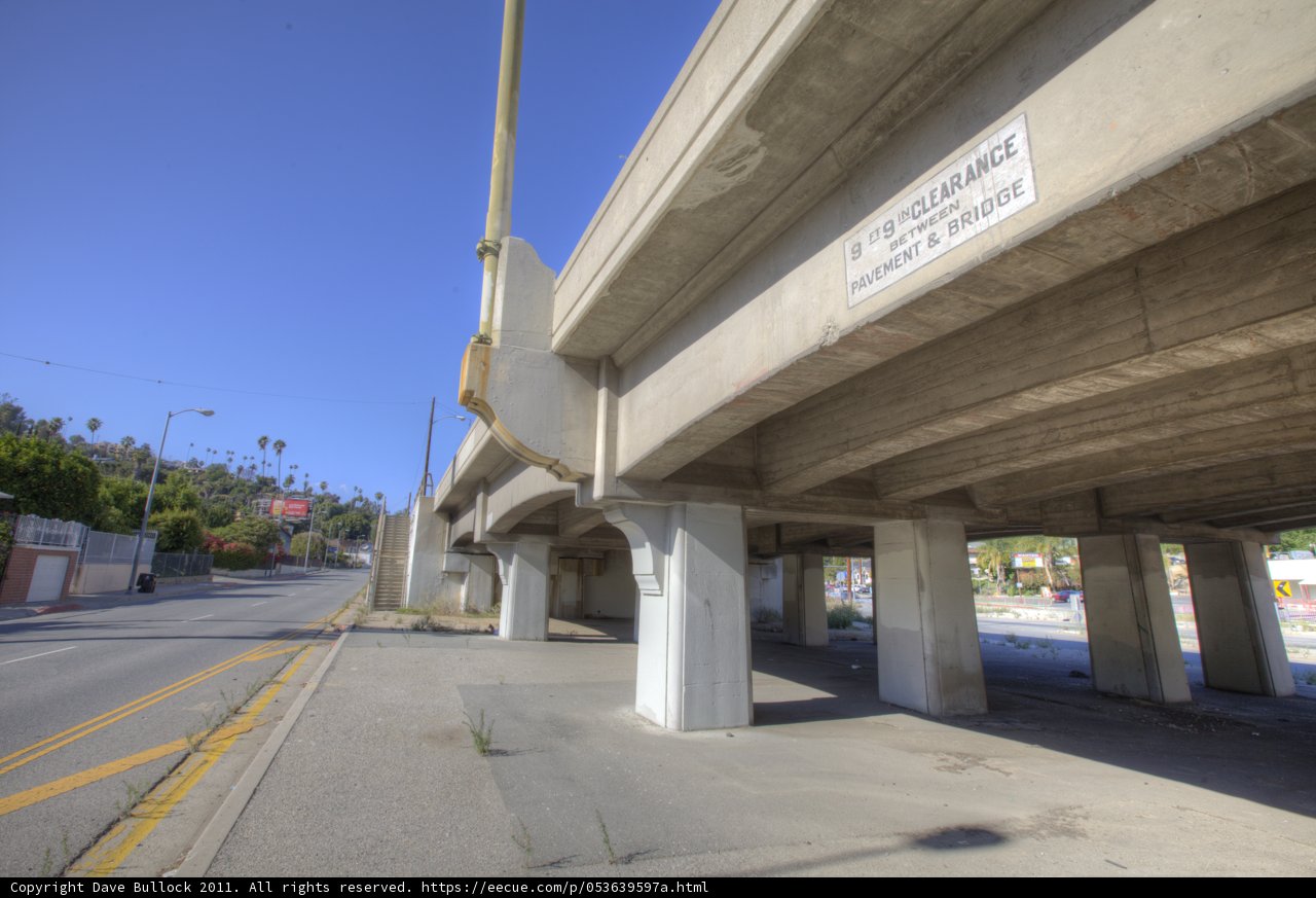 Freeway Overpass with Sign