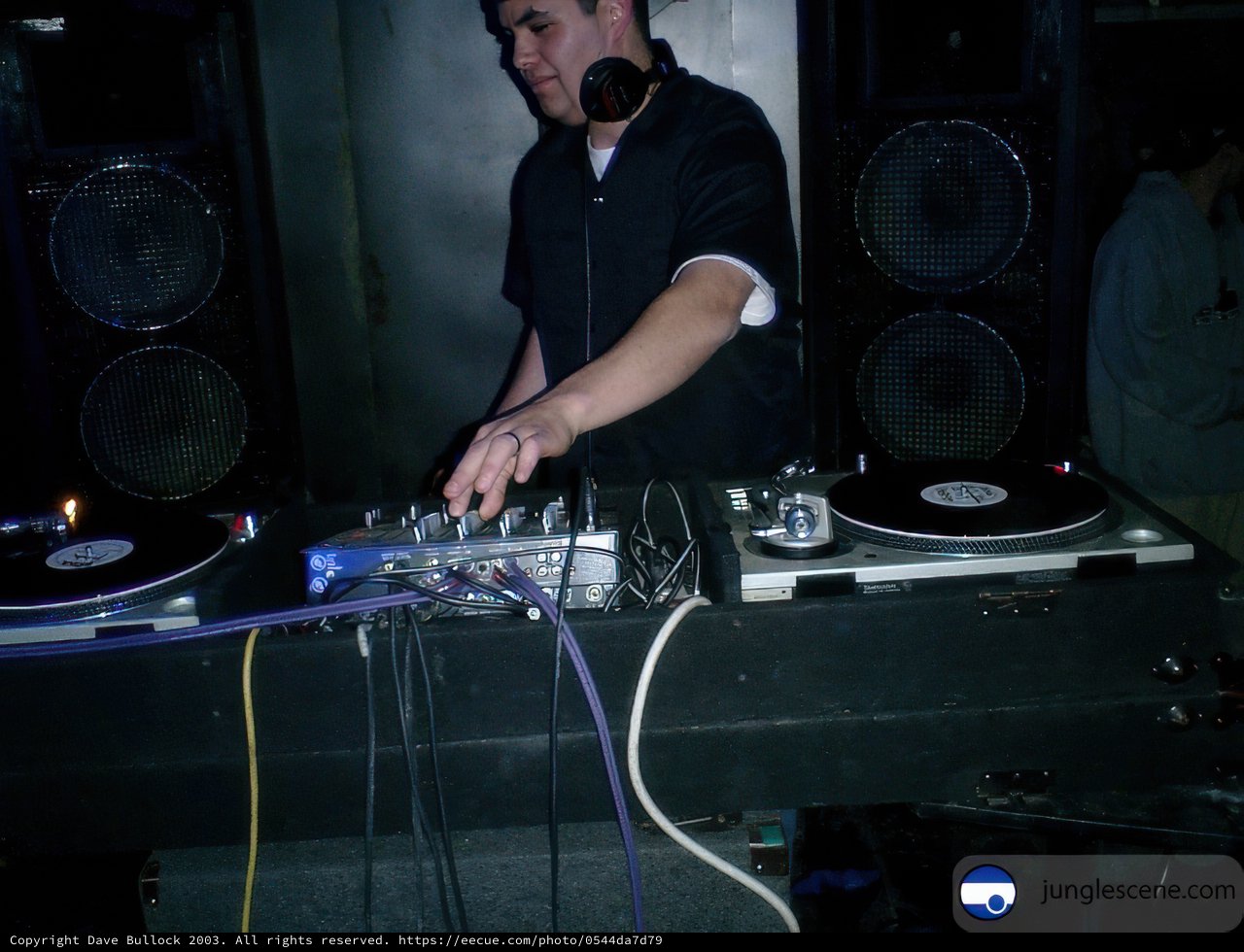 Black Shirted DJ Rocking the Night Away