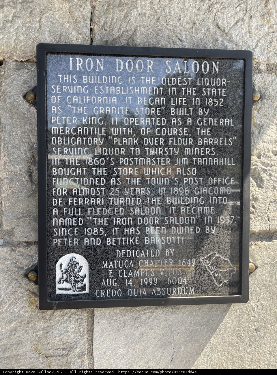 Iron Doe Samson Plaque in Groveland