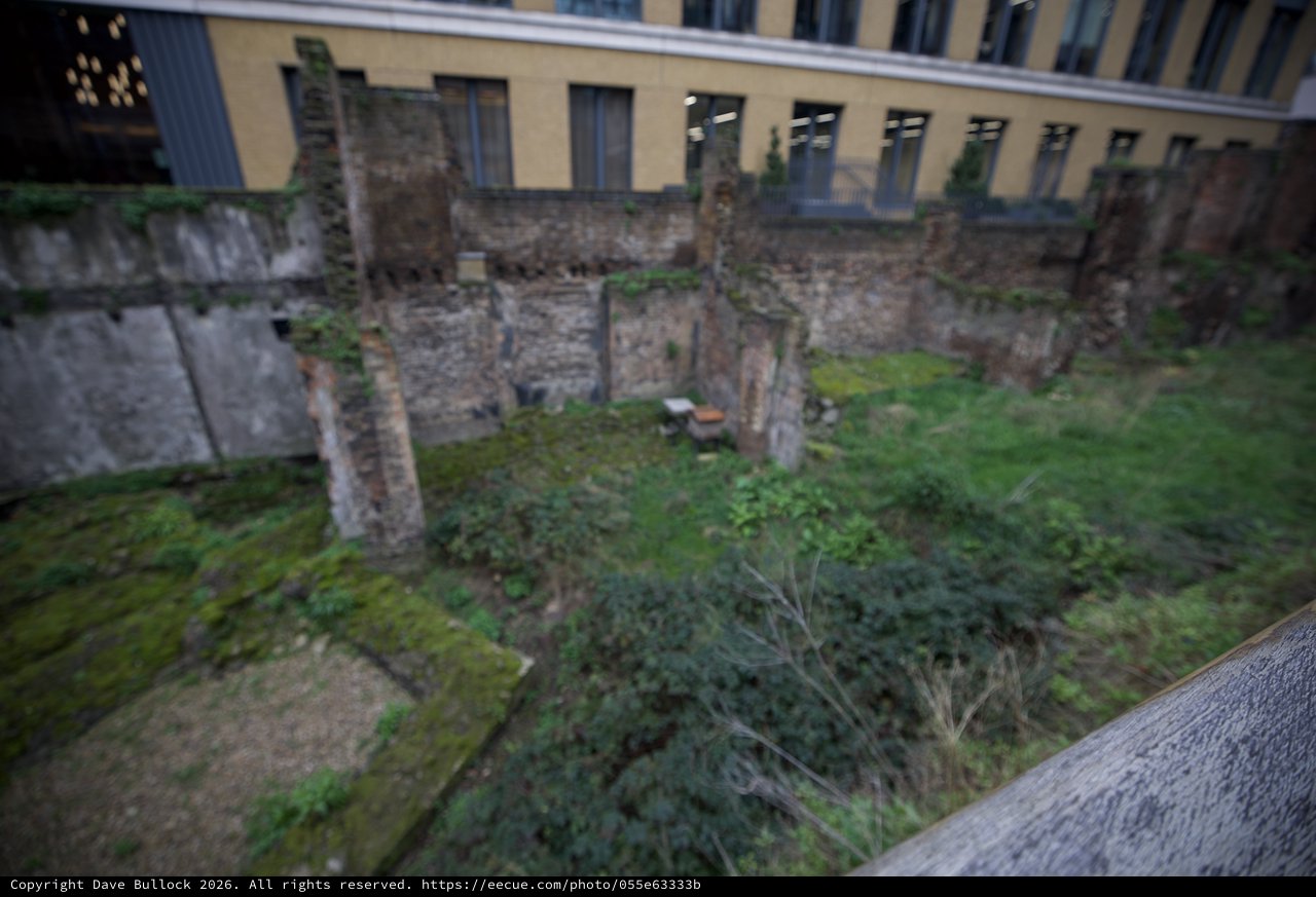 Ancient Roman Ruins Adjacent to Modern London Architecture