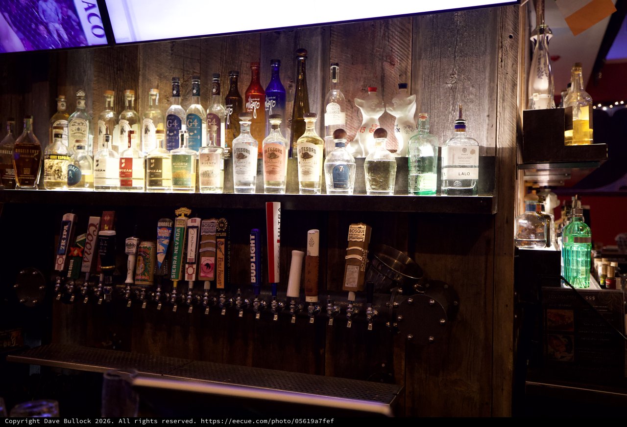 Backlit Spirits Display at Santa Fe Bar