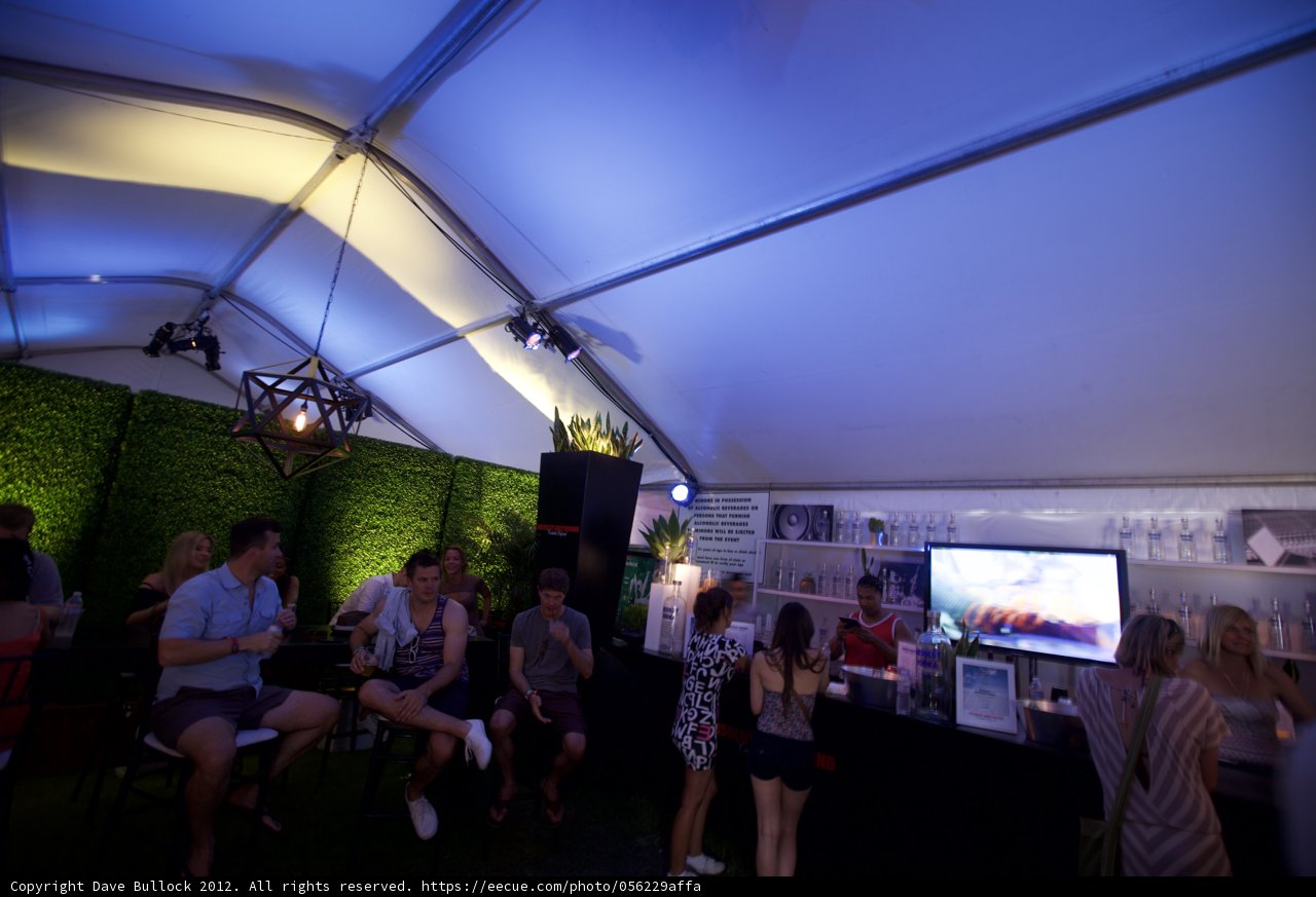 Blue-Lit Tent Hangout at Coachella