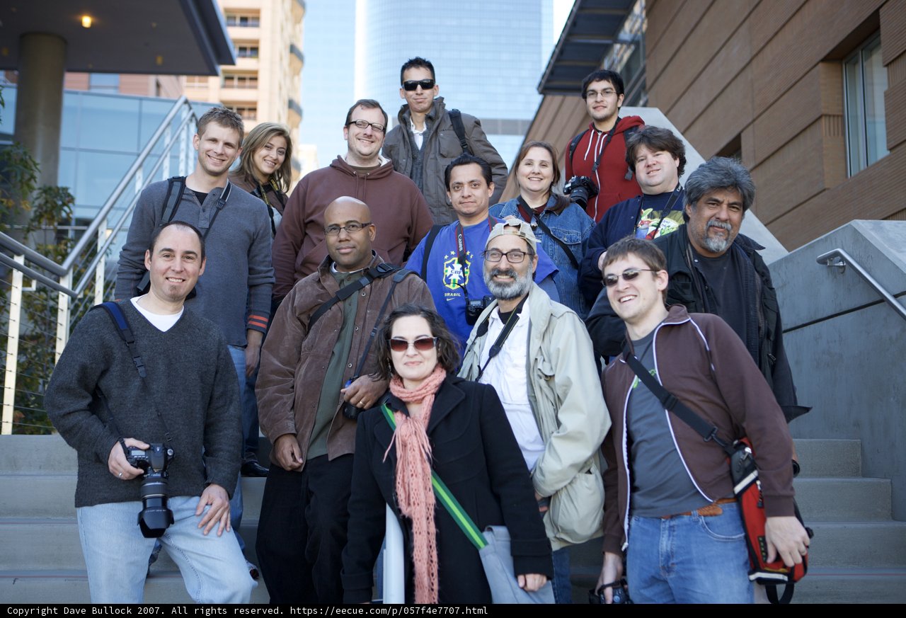 Group of 14 People on Staircase