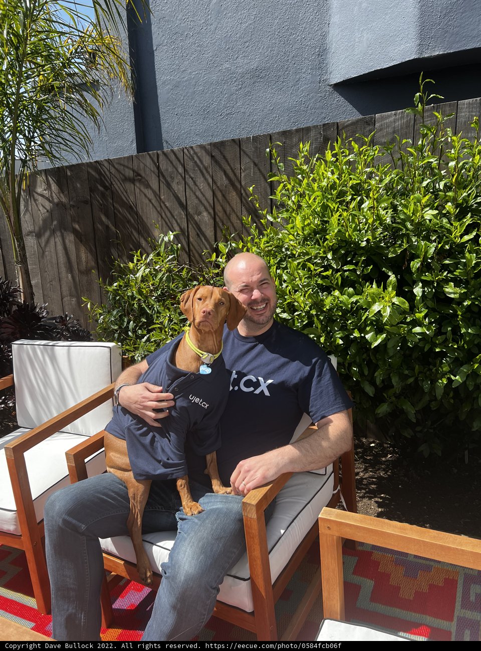 Man and Dog Enjoying the Backyard
