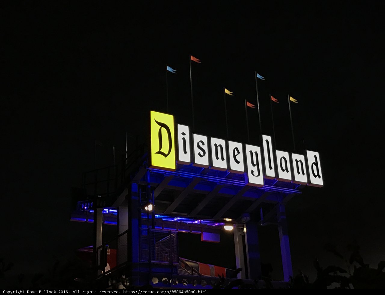 Disneyland Sign Illuminates the Night