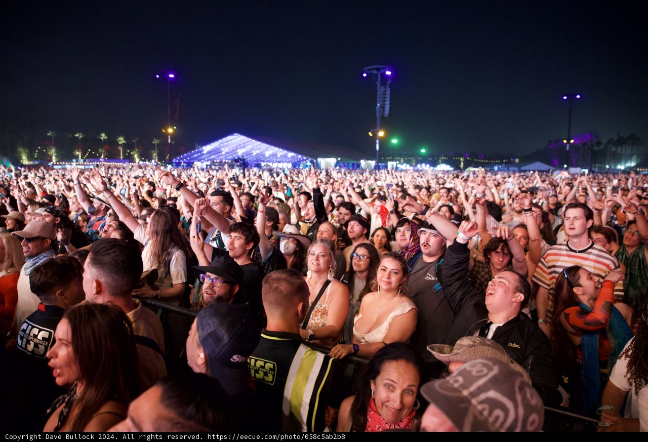 Vibrant Nights at Coachella 2024: A Crowd Engulfed in Music