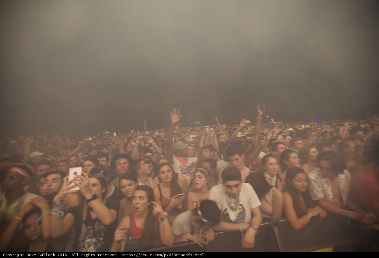 Smoke-filled Concert Crowd