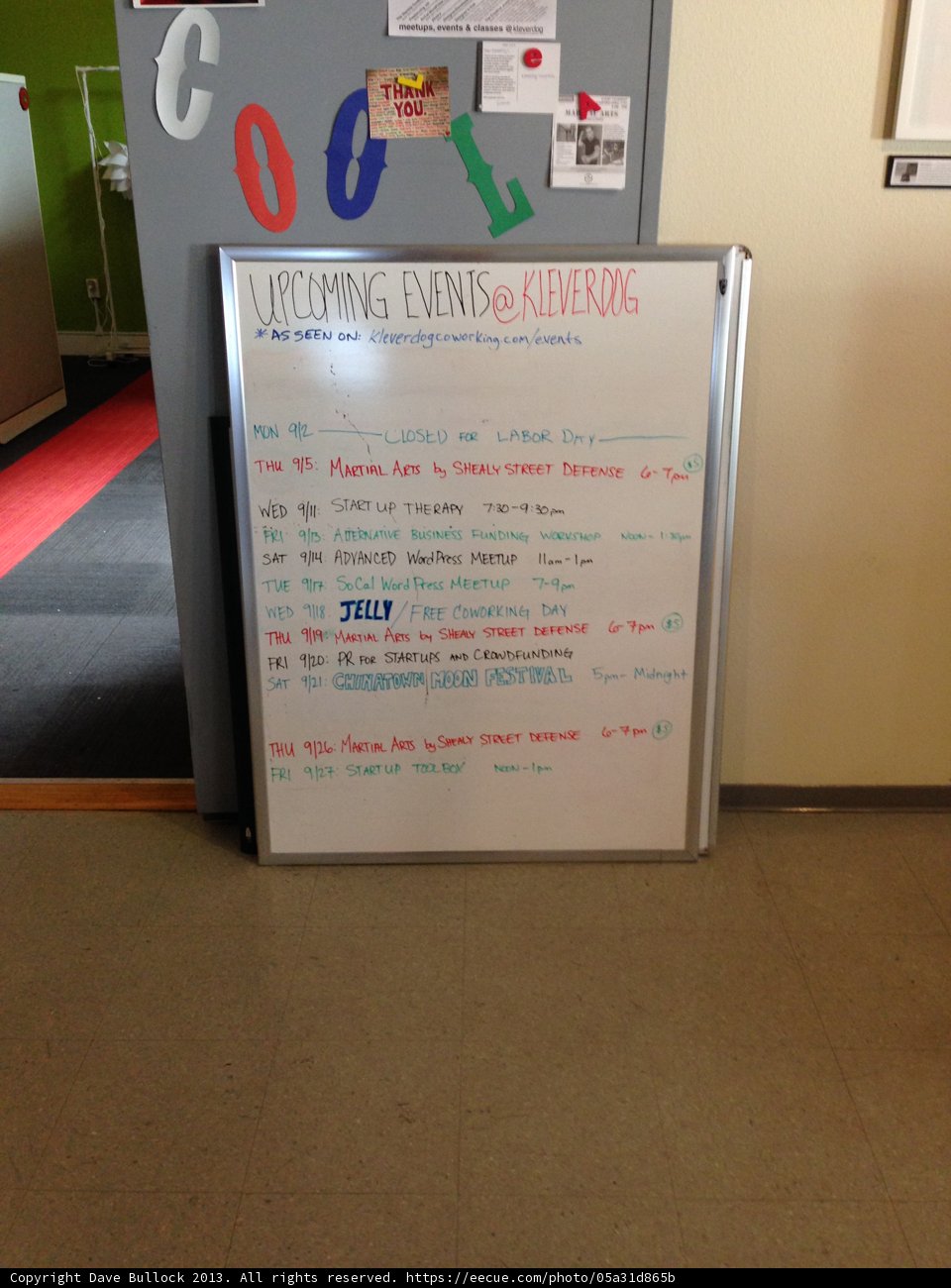 Upcoming Events on a White Board