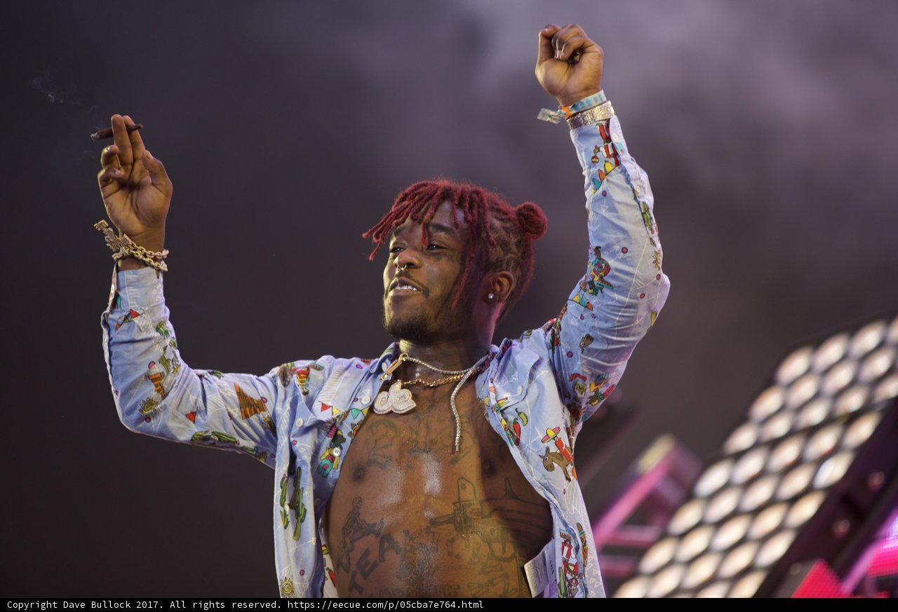 Lil Uzi Vert throwing up his hands at Coachella