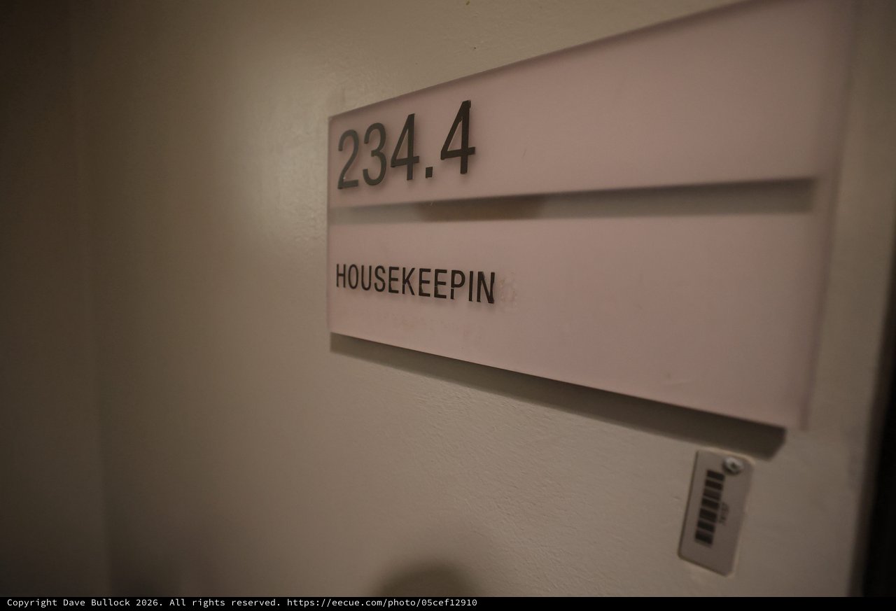 Housekeeping Room 234.4 Sign in Hotel Corridor