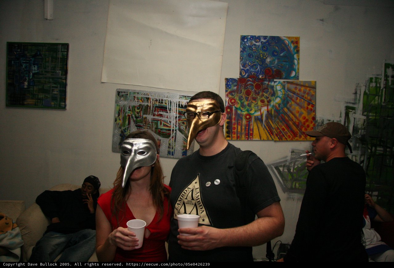 Masquerade Party Guests in Venetian Bird Masks