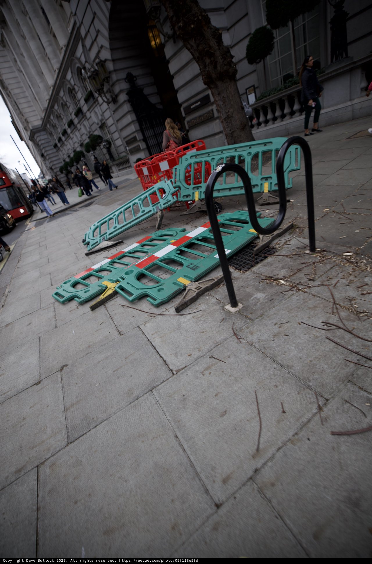 Toppled Safety Barriers and Bike Rack on London Street