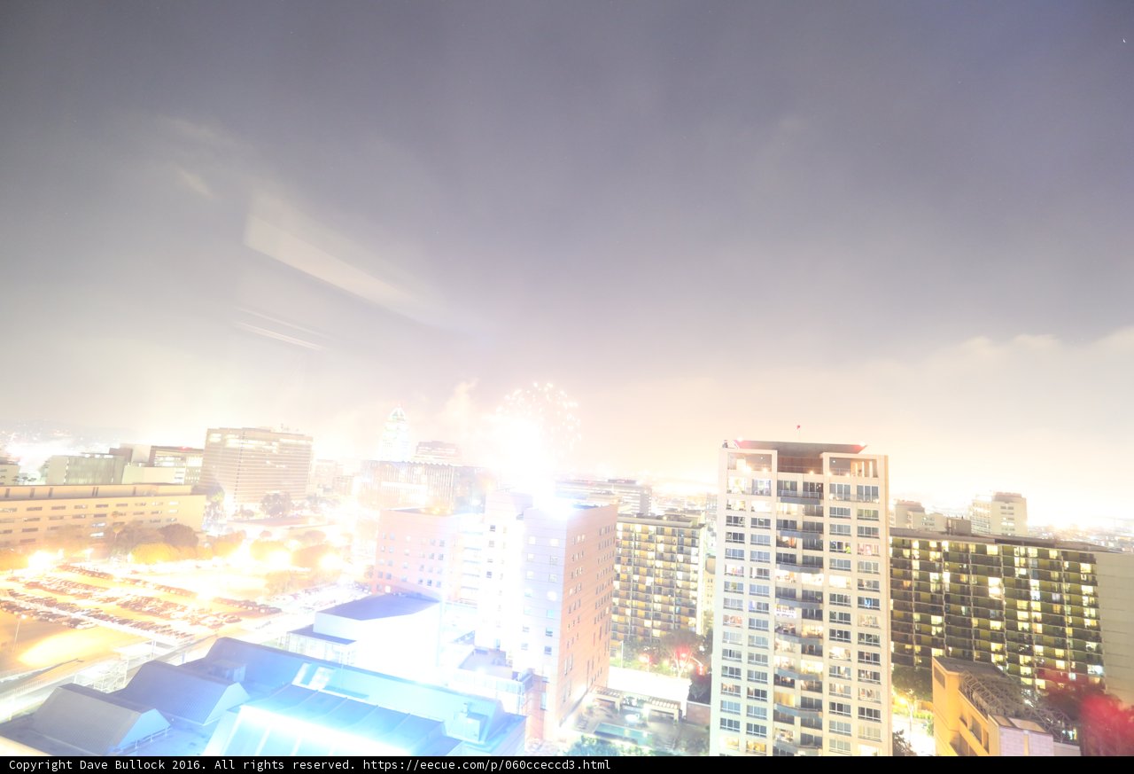 Fourth of July Fireworks over the Los Angeles Skyline