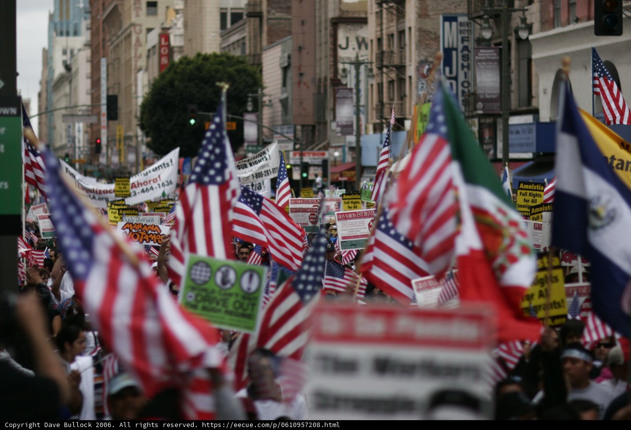 United in Diversity: American and Mexican Flags at a Student Protest