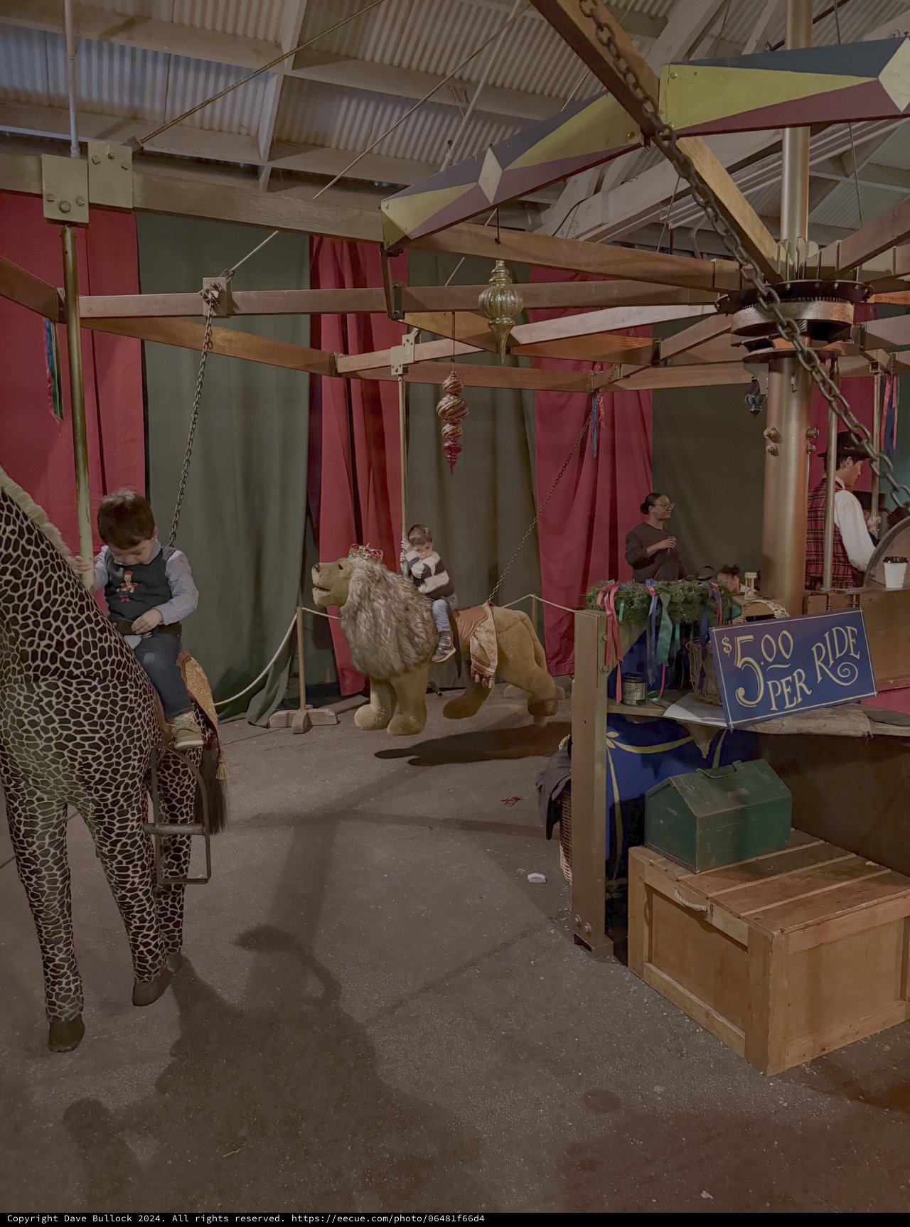 Vintage Carousel Ride in Rustic Setting