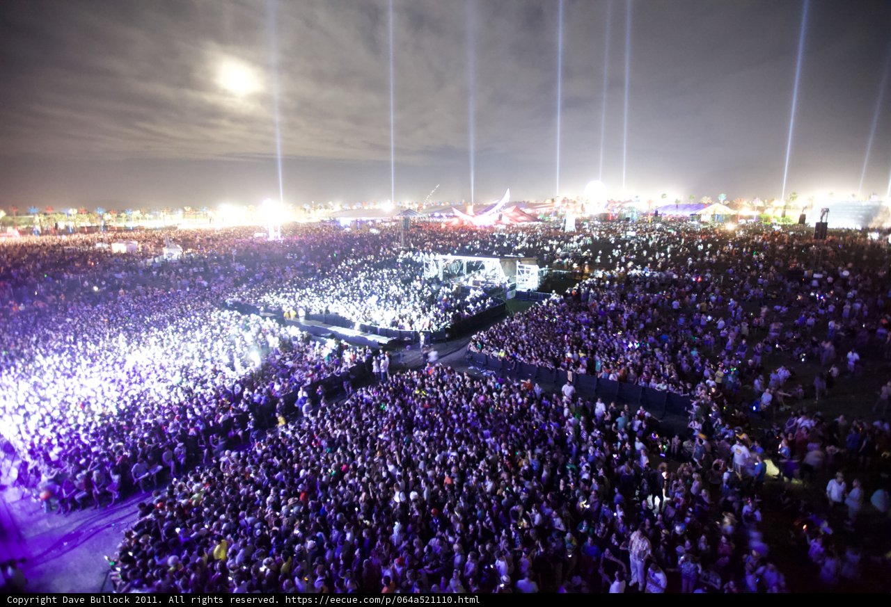 Lights Shining on Coachella Crowd
