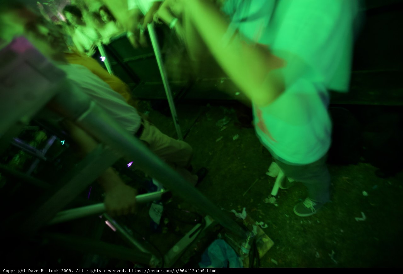 Green Light and Blurry Figures