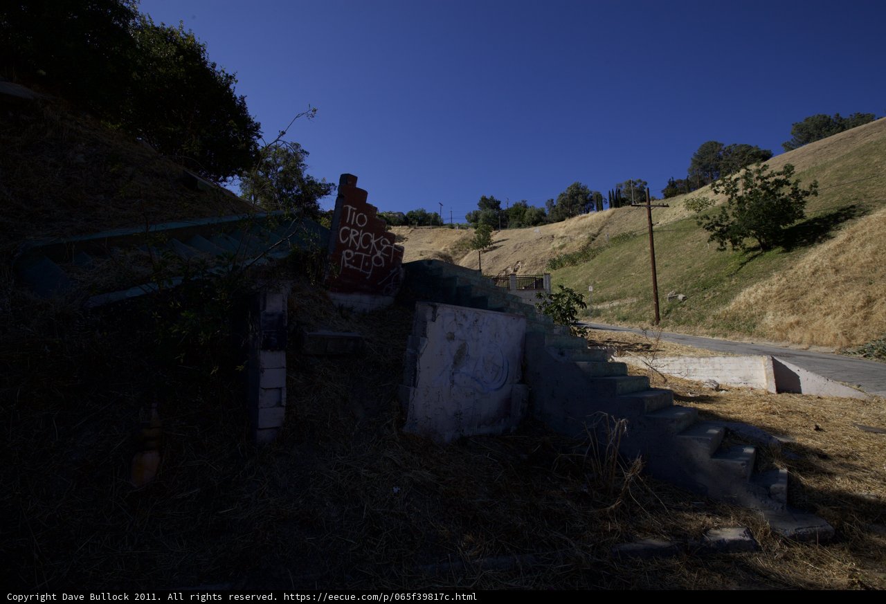 Hillside Stairs and Sign with Blue Sky