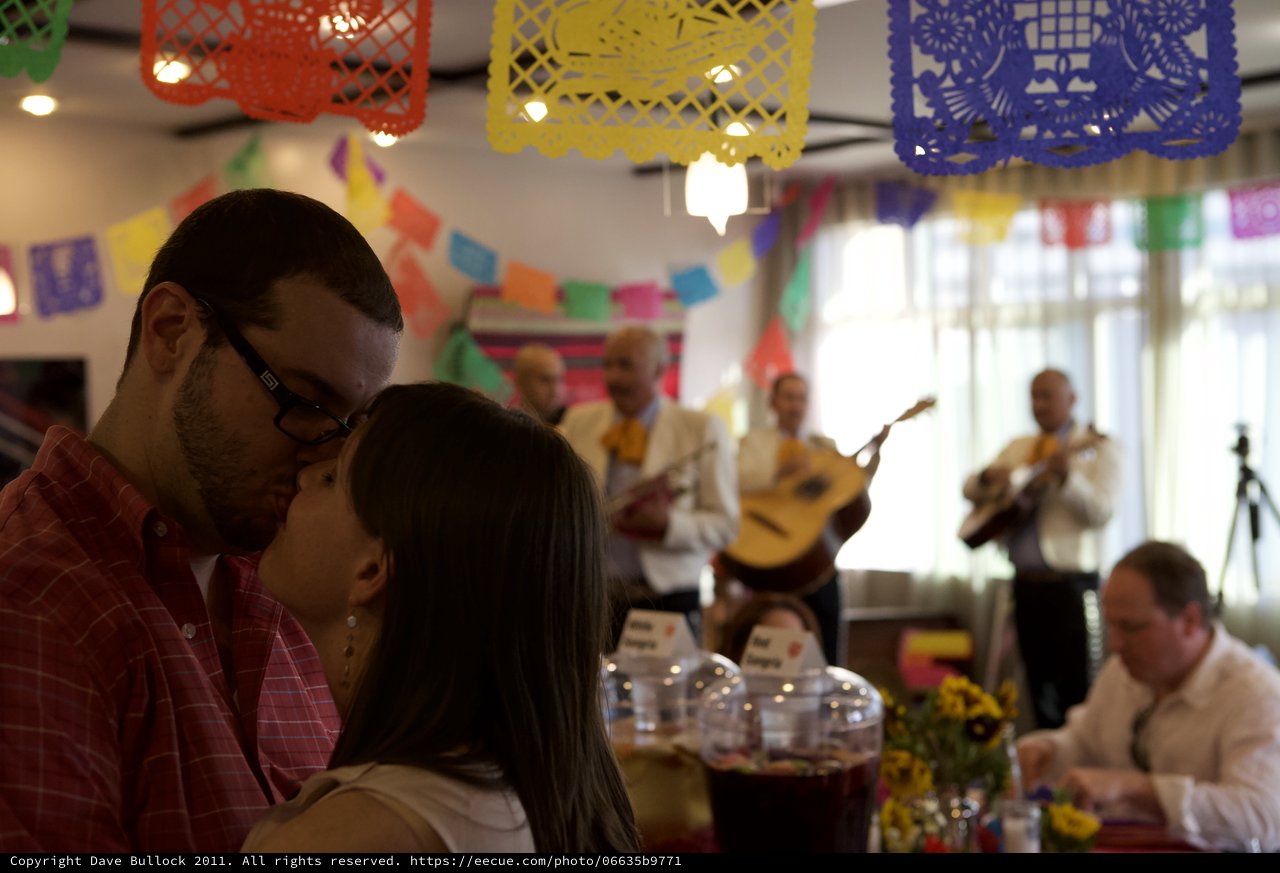 A Romantic Kiss Amid Mariachi Music and Fiesta Colors
