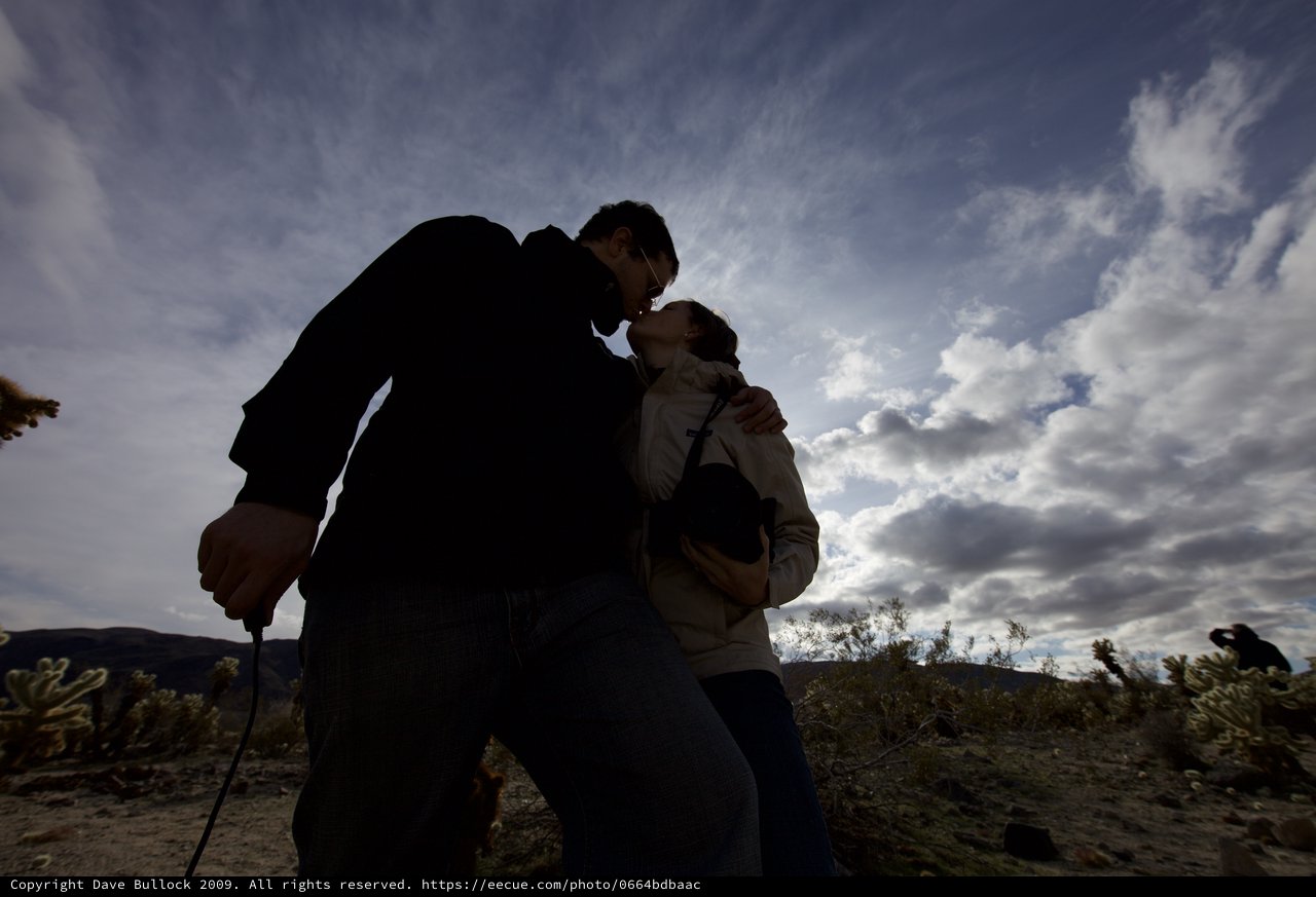 Desert Kiss Under Dramatic Cloudy Sky