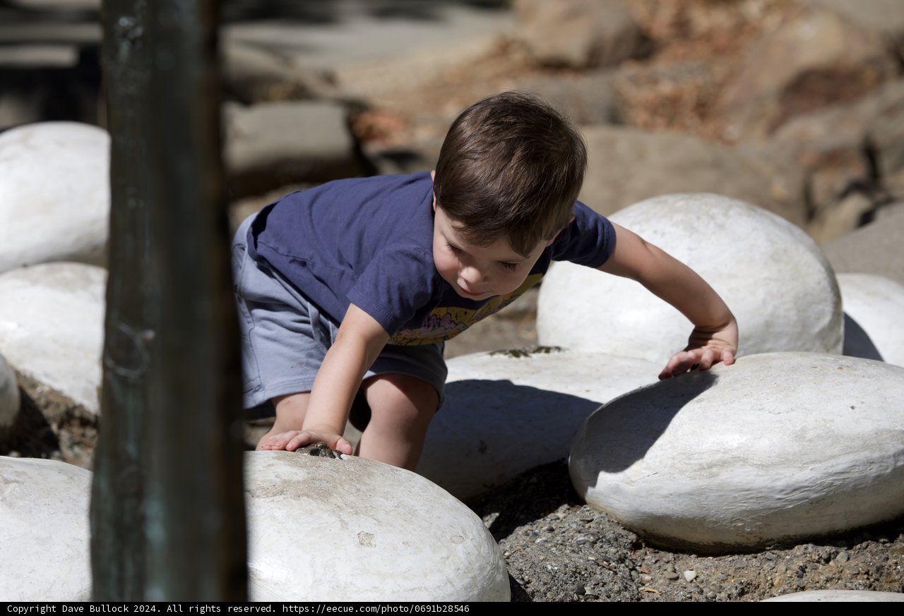 Little Adventurer Among the Rocks