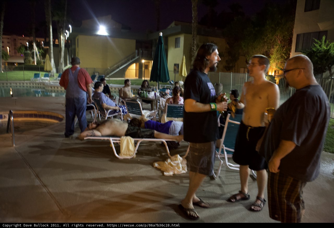 Nighttime Poolside Gathering