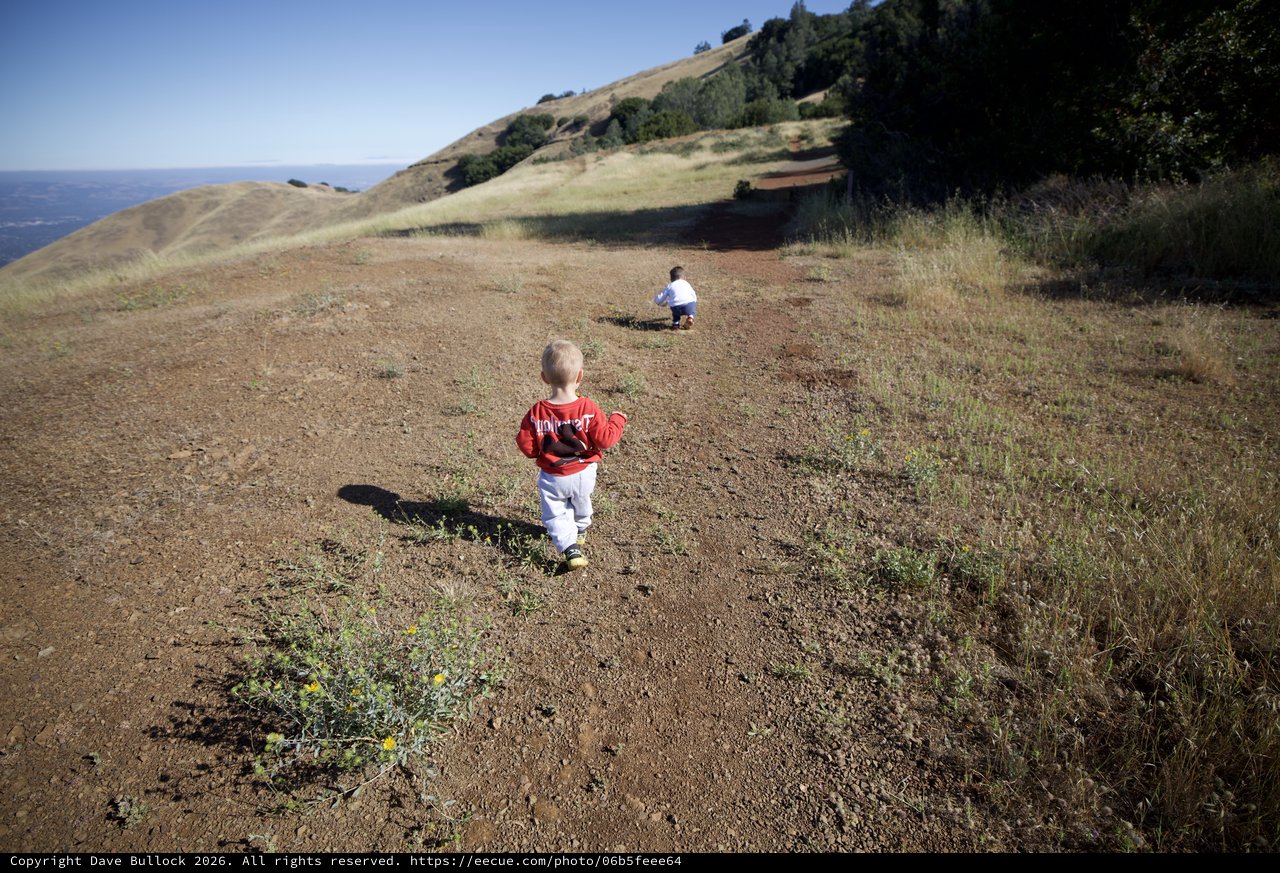 Two Young Explorers Hiking Mount Diablo Trail