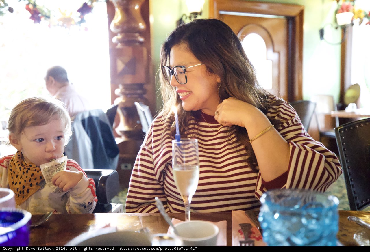 Mother and Child Dining at Madonna Inn Restaurant