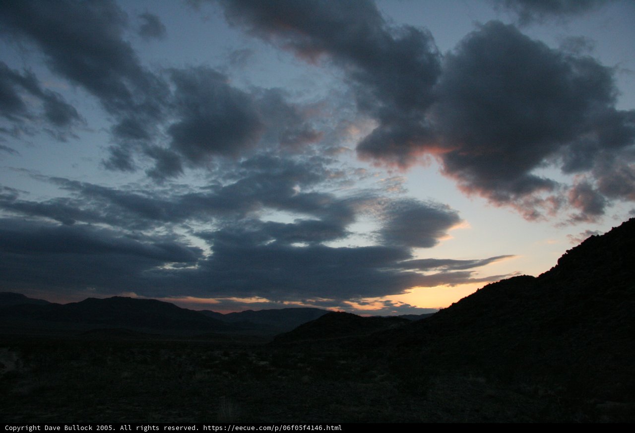 Desert Sunset with Clouds and Hills
