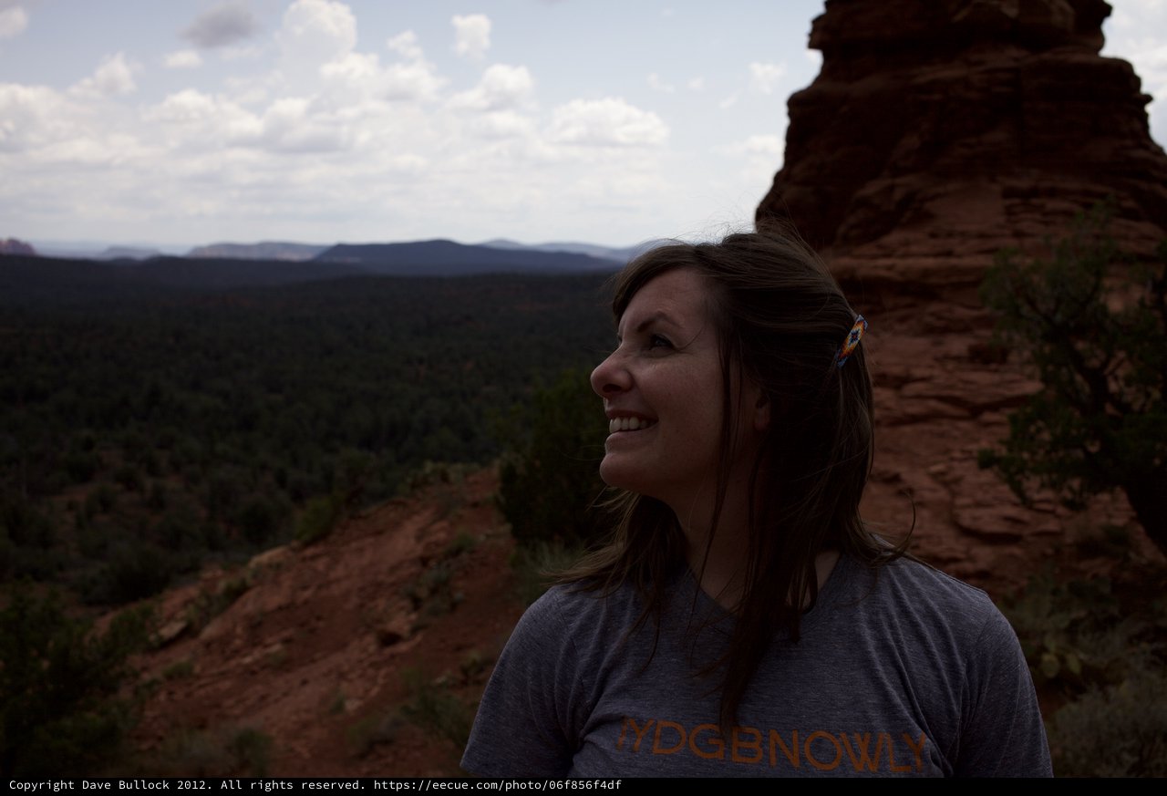 Woman Smiling at Sedona Red Rock Overlook