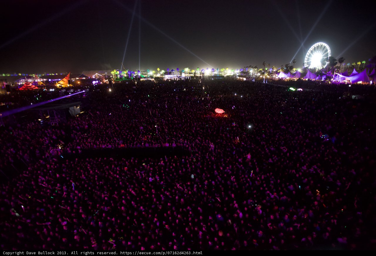 Coachella Concert Crowd at Night