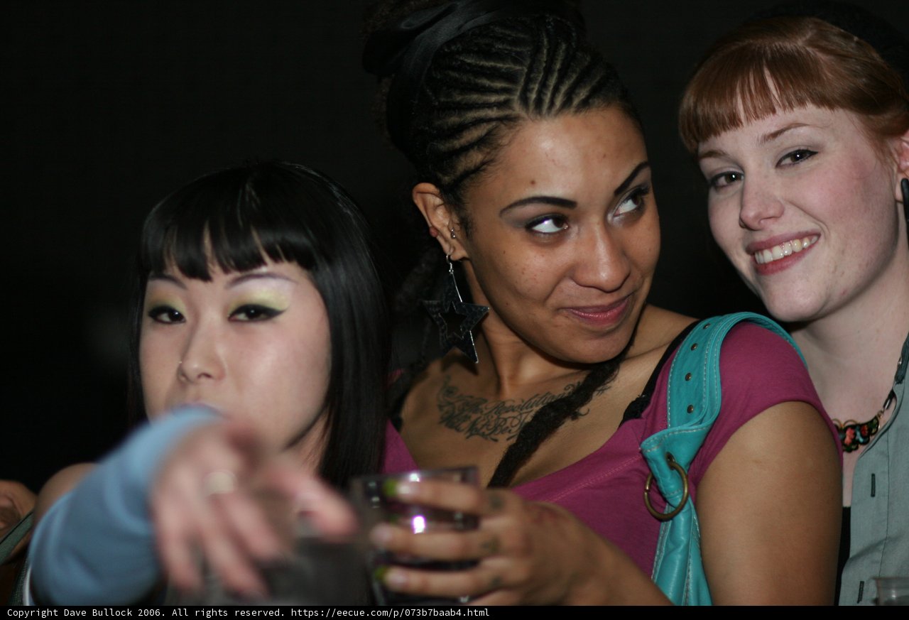 Three Women Enjoying Nightlife