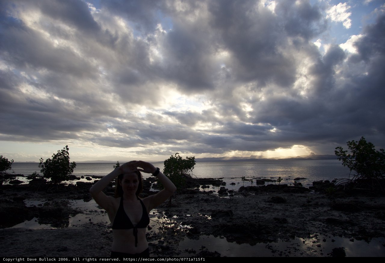 Silhouette at Dusk on a Fijian Rocky Shore