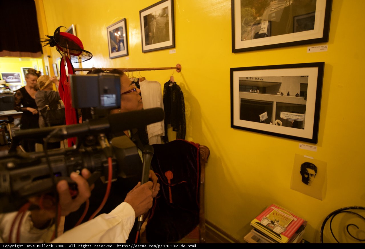 Filming in front of the Yellow Wall