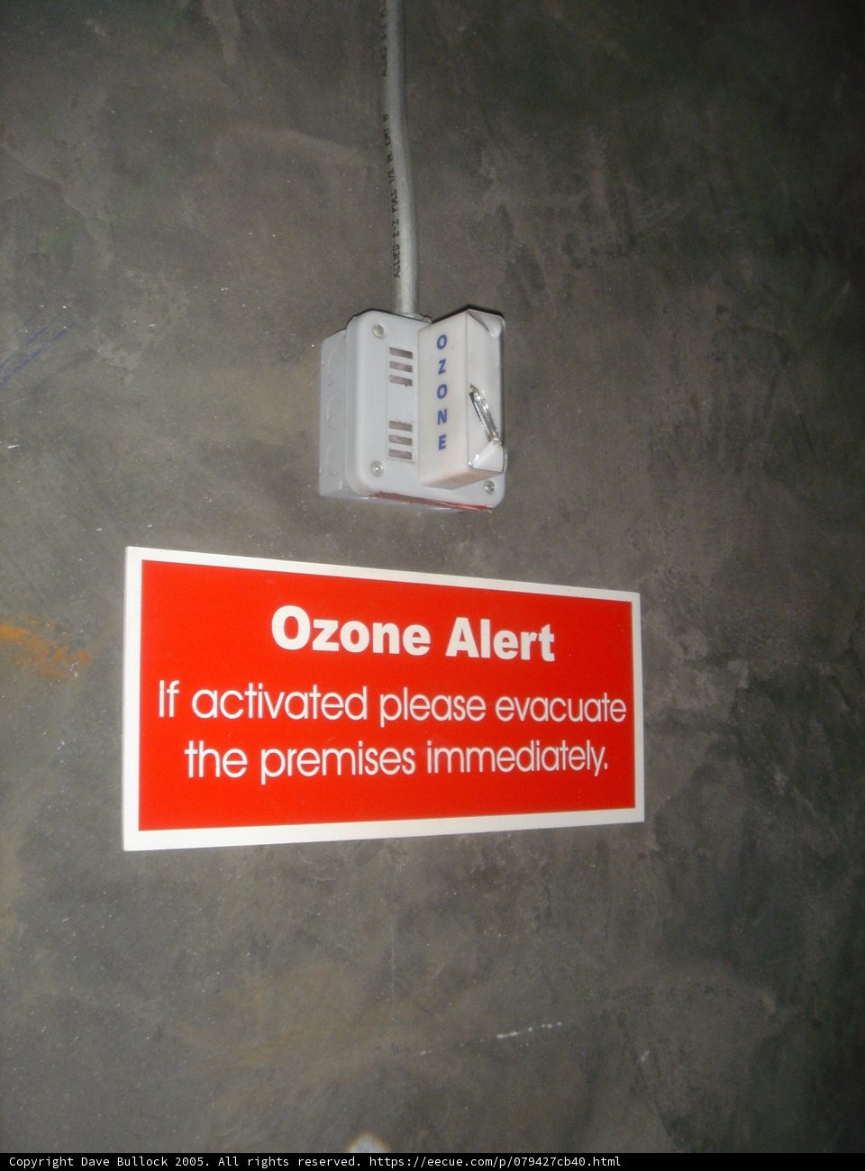 Ozone Alert Sign in Electrical Room