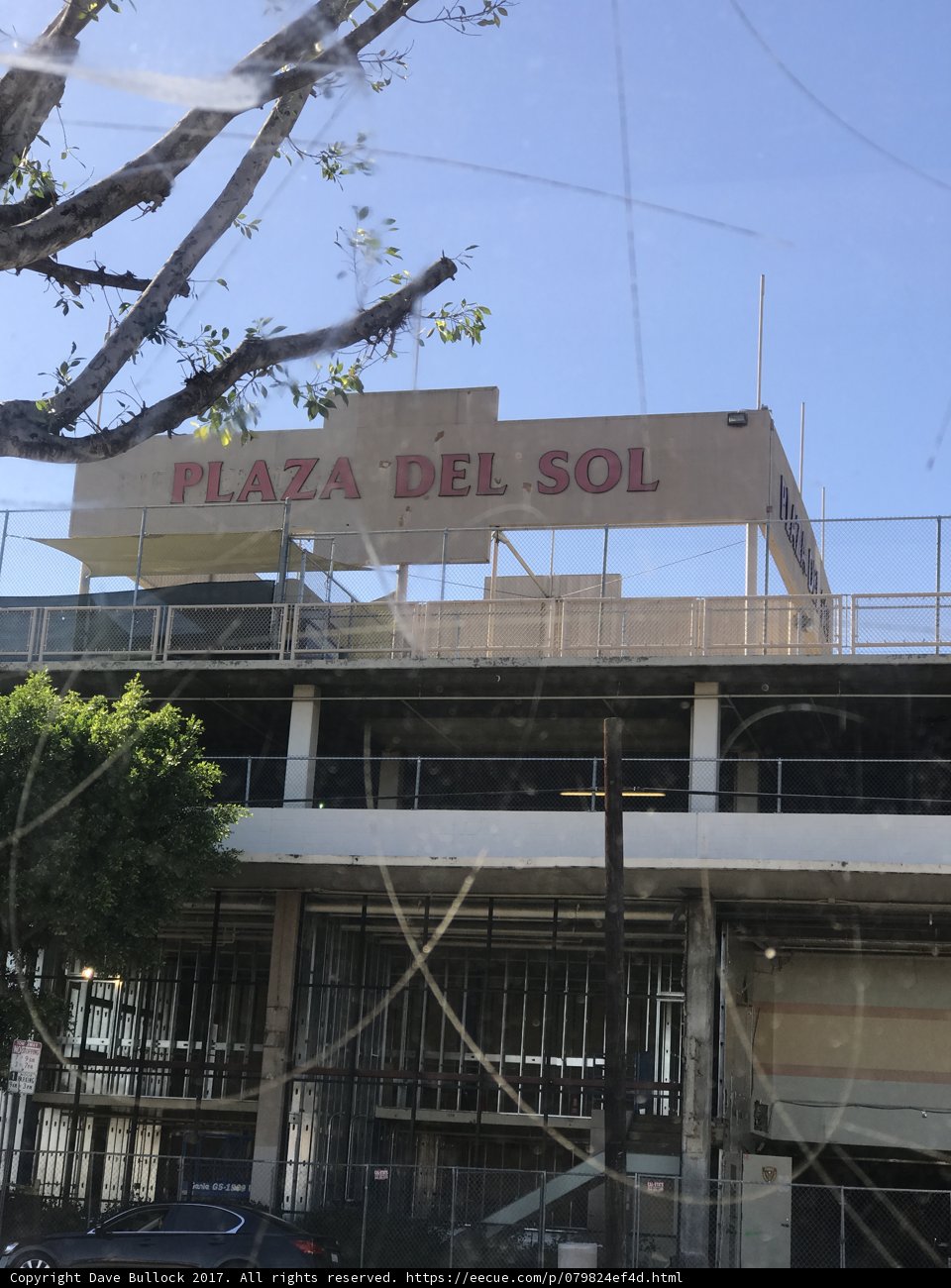 Inside View of Plaza del Sol Building from a Car