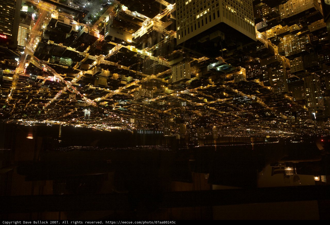 City lights reflecting in the water