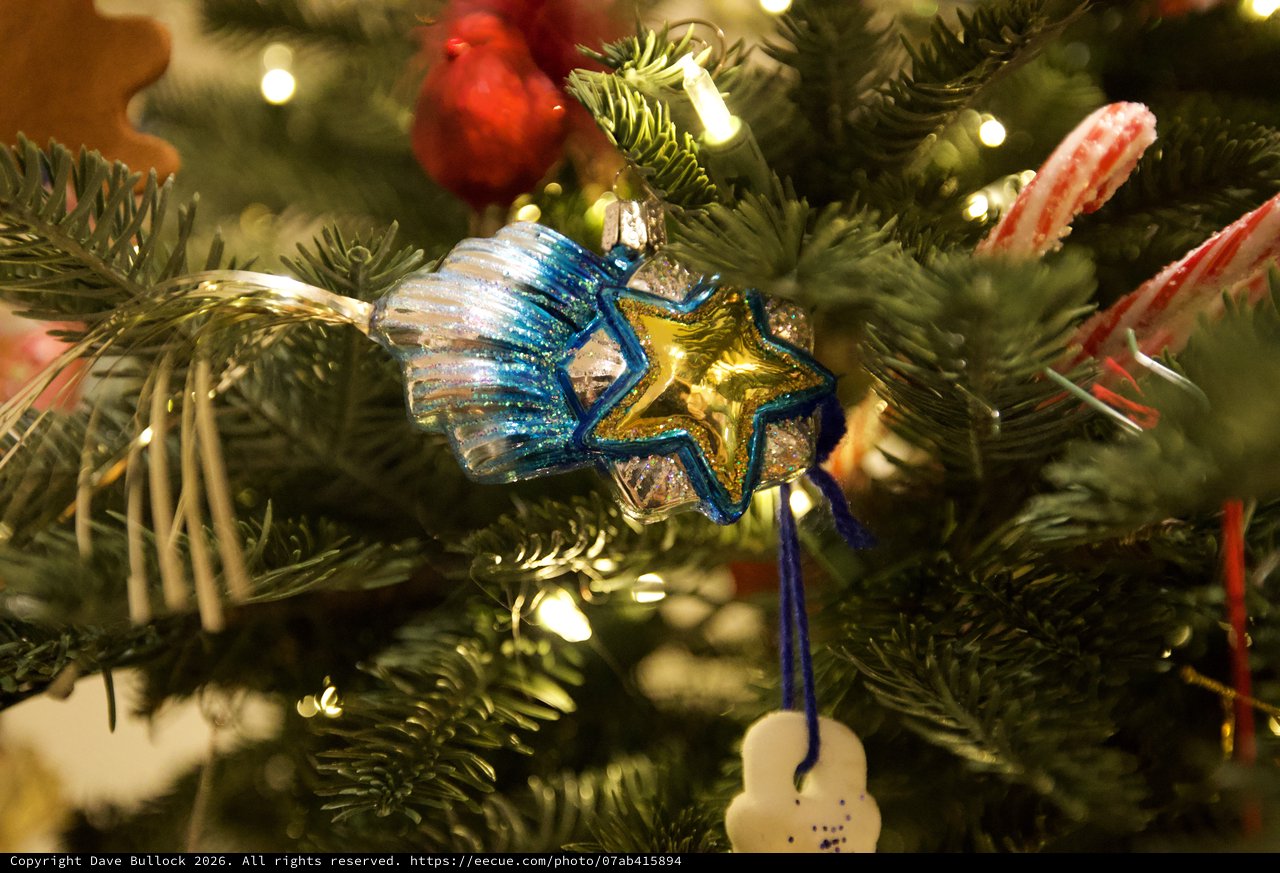 Glittering Star of David Christmas Tree Ornament