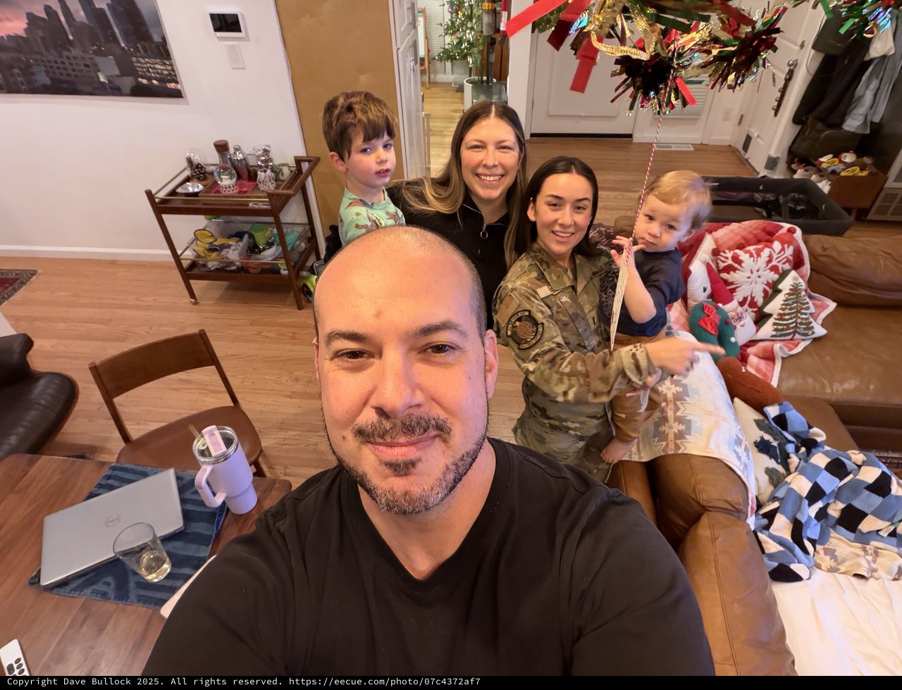 Military Family Holiday Selfie at Home