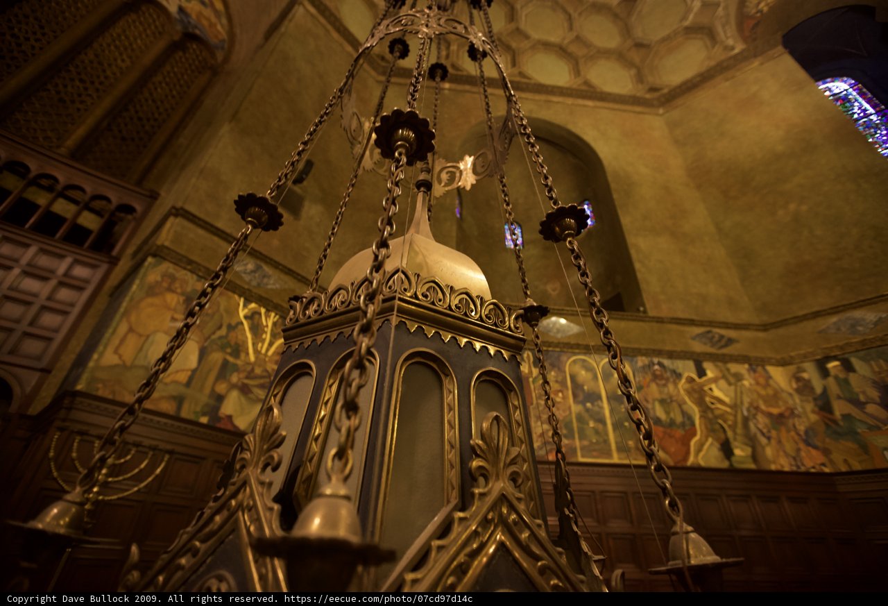 Majestic Chandelier Illuminating Church Crypt