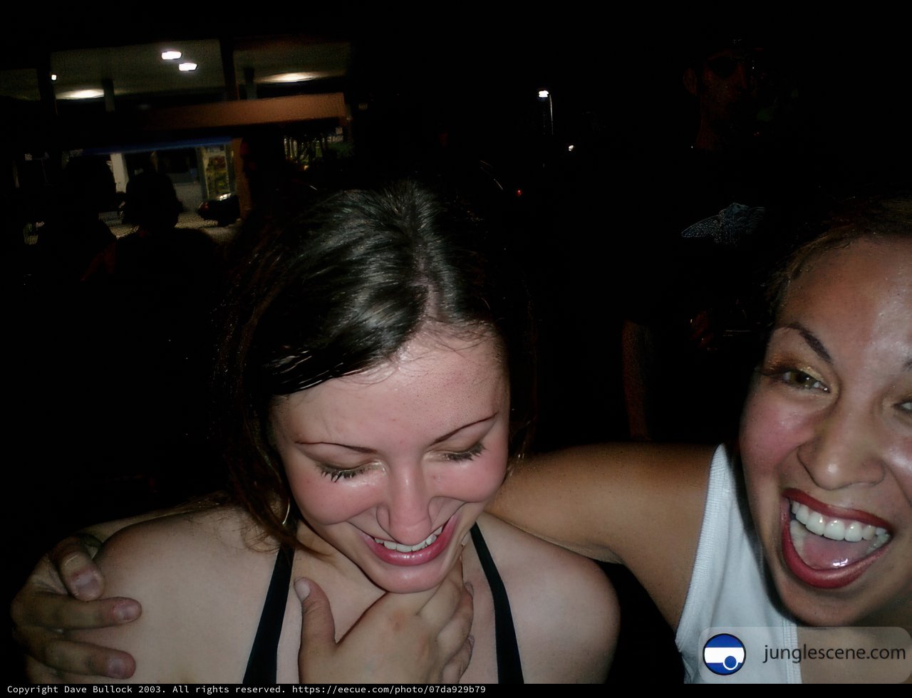 Two Friends Share a Laugh on a Night Out