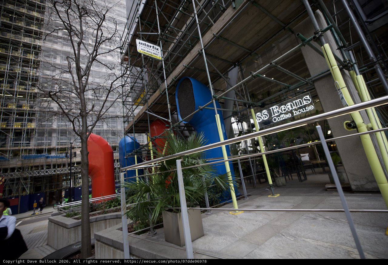 Modern Construction Site with SS Beans Coffee House Entrance