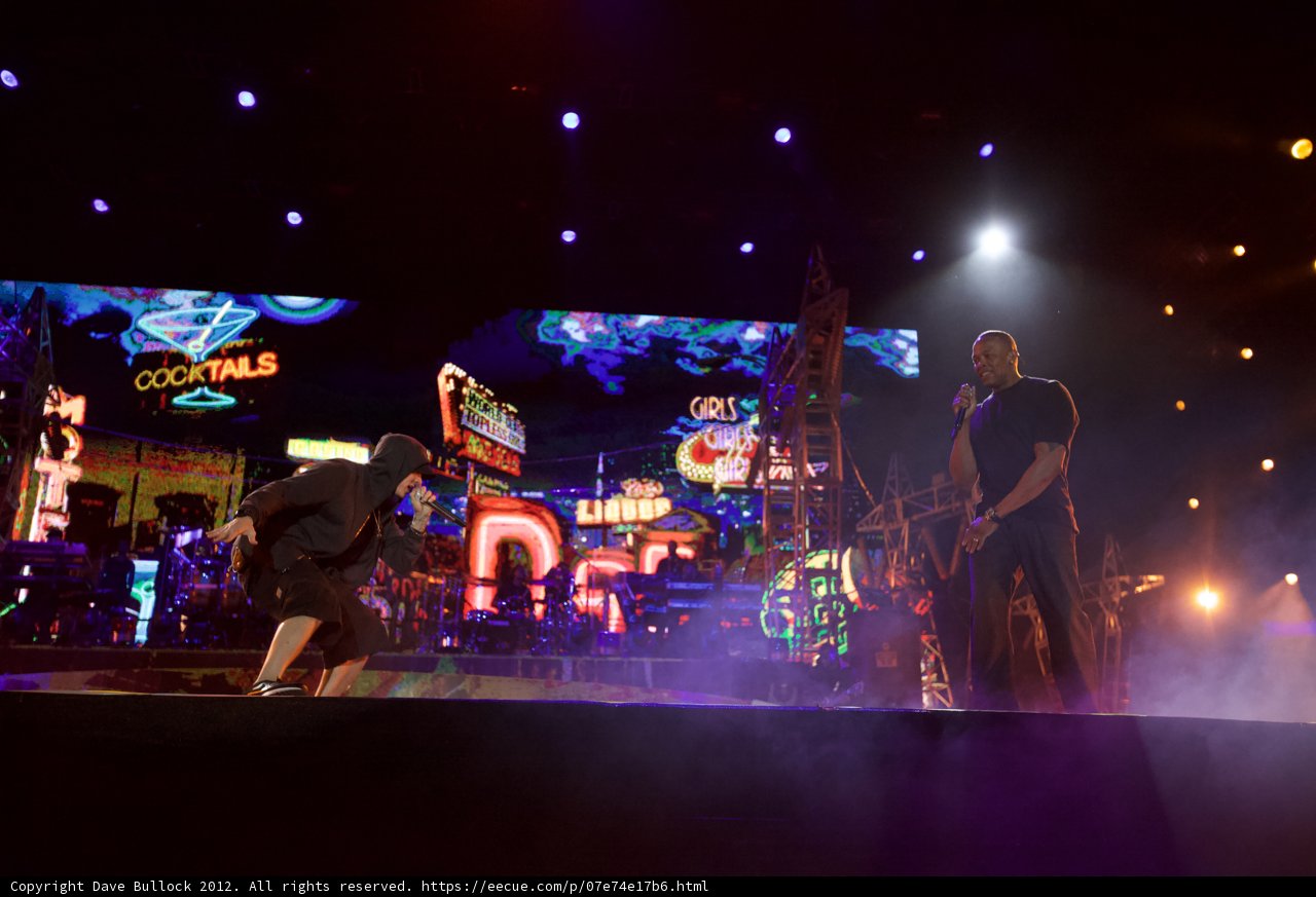 Dr. Dre and Partner Rule the Crowd with Smoky Performance