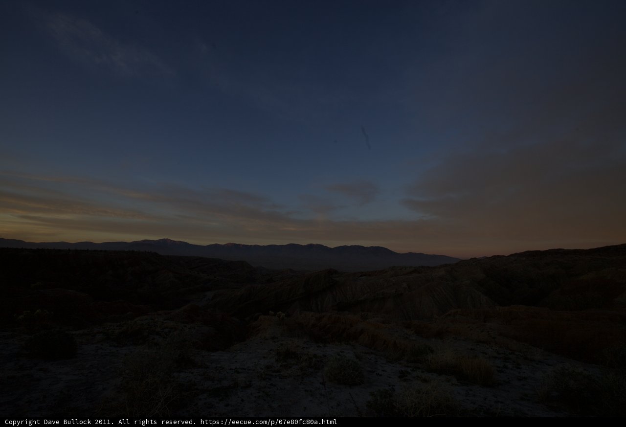 Flying over Anza-Borrego Desert at Sunset