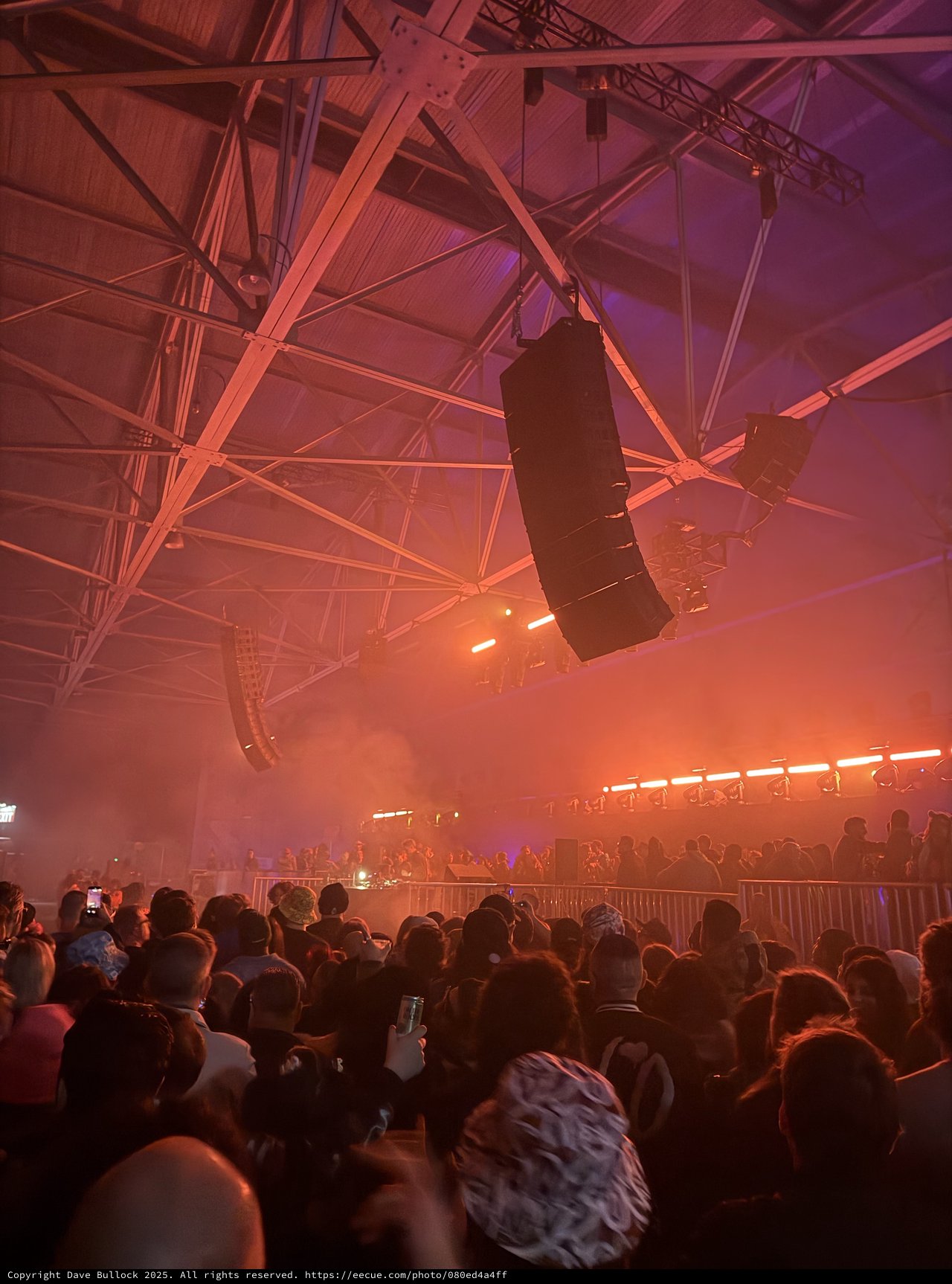 Skrillex Concert in Atmospheric Fog and Neon Lighting