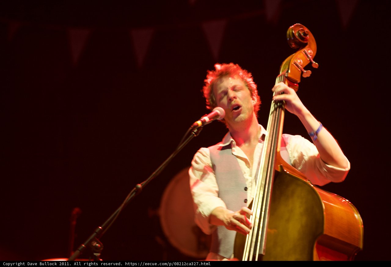 Ted Dwane performing on a cello at Coachella 2011