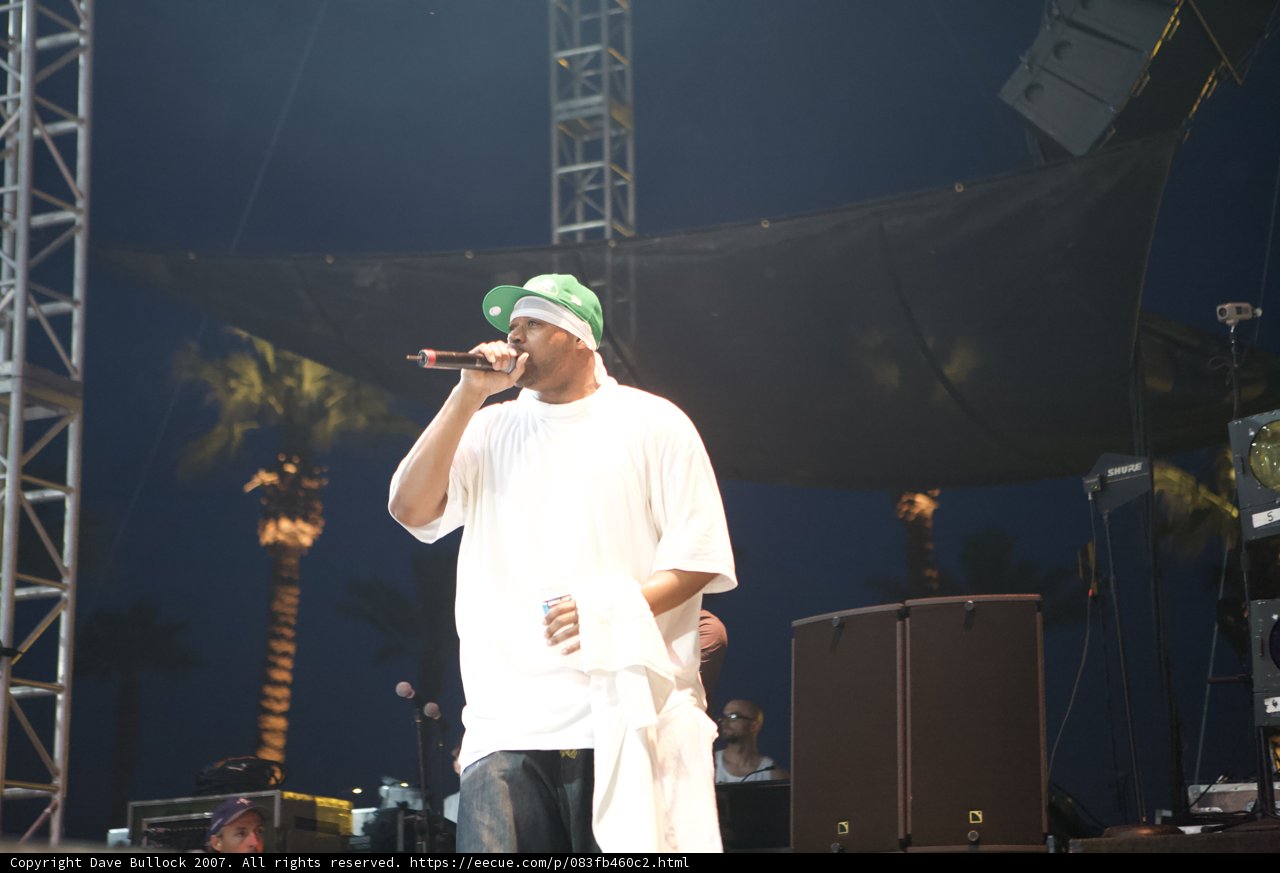 On Stage at Coachella: Green Hat and White Shirt